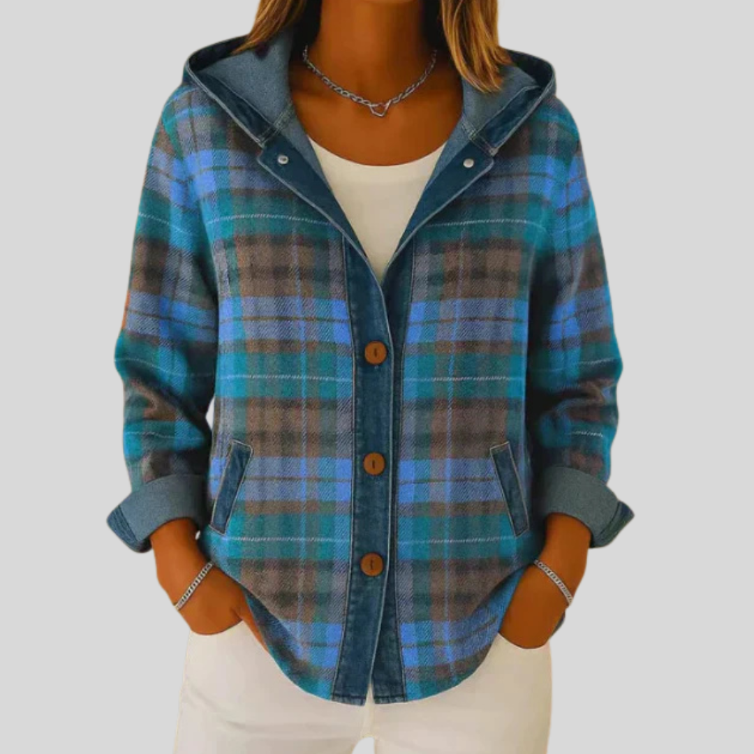 Rosalie overshirt met capuchon en ruitpatroon