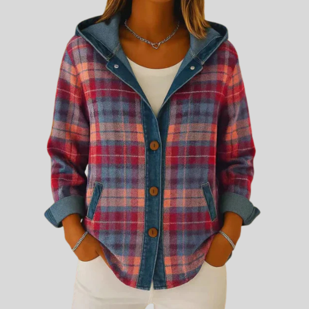 Rosalie overshirt met capuchon en ruitpatroon
