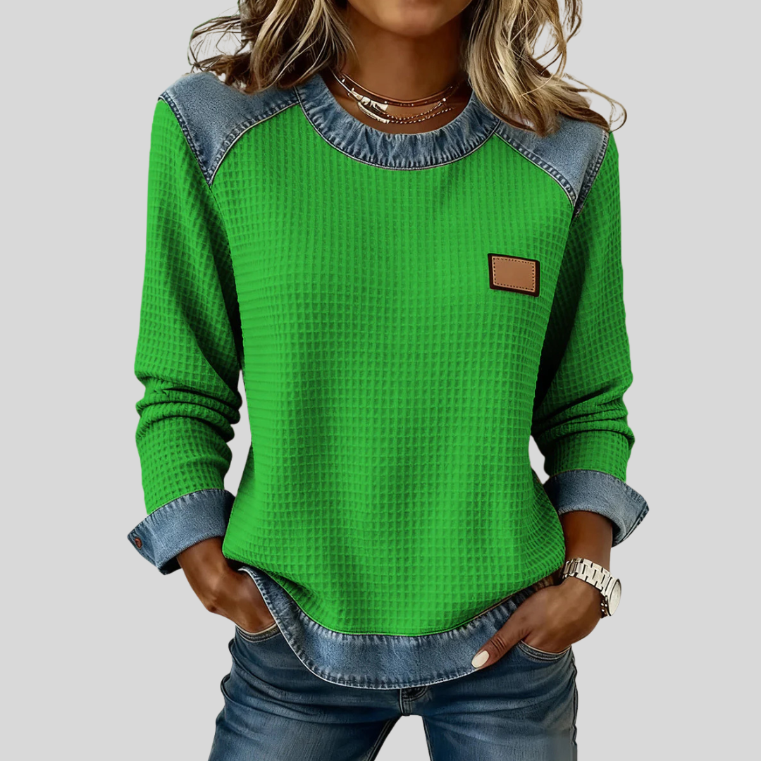 Yvette wafeltrui met denim-look