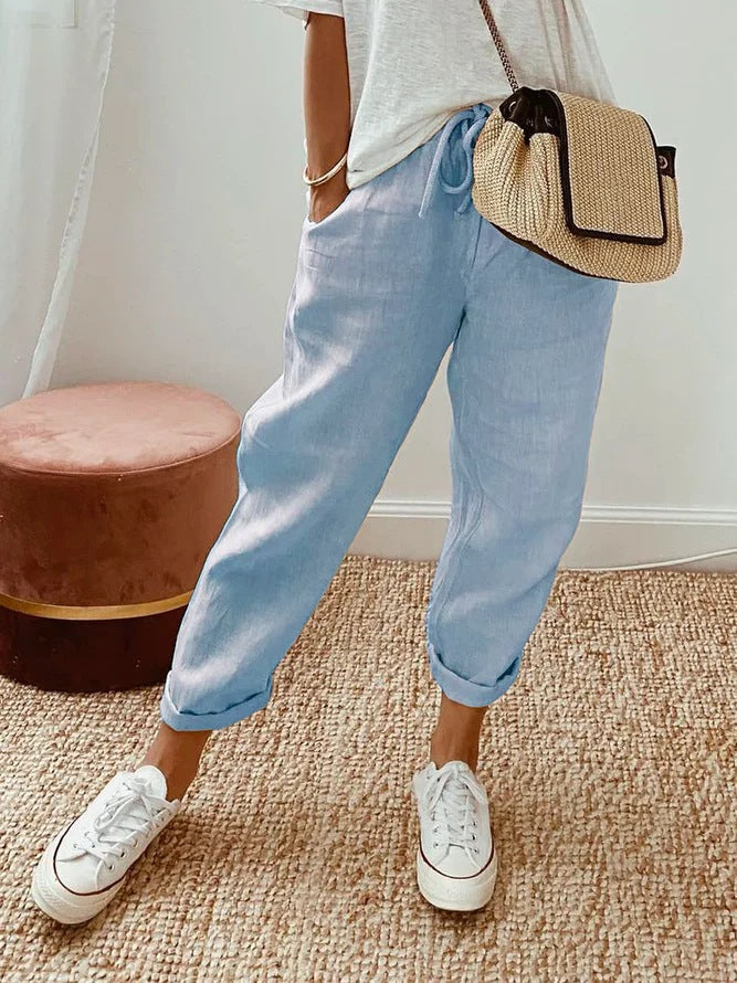 Solid | Casual Broek met Steekzakken en Trekkoord