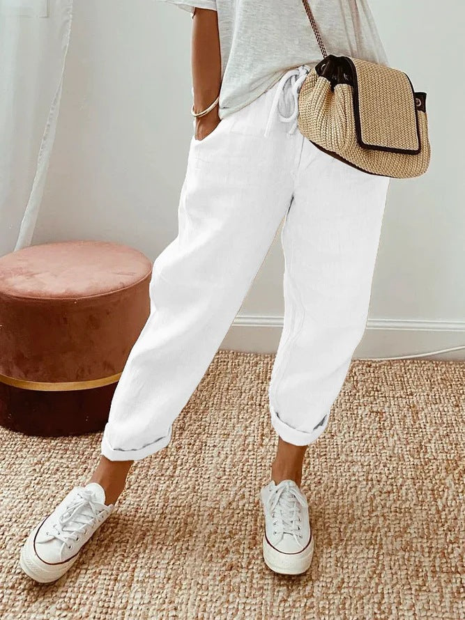 Solid | Casual Broek met Steekzakken en Trekkoord