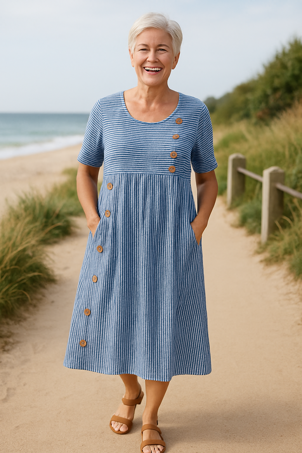 Brienne | Gestreepte midi jurk – moeiteloos comfort