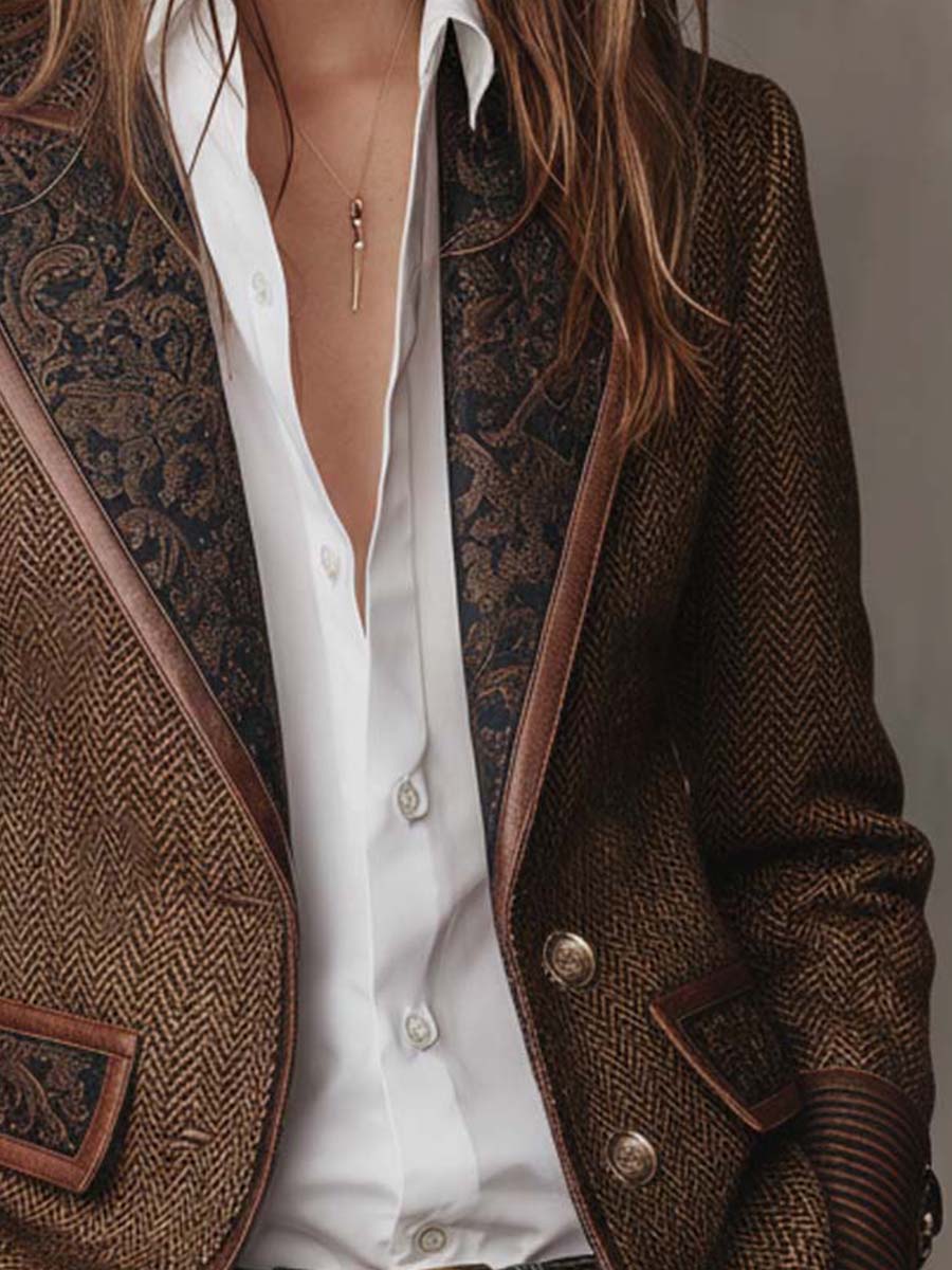 Consuelo blazer met visgraatpanelen