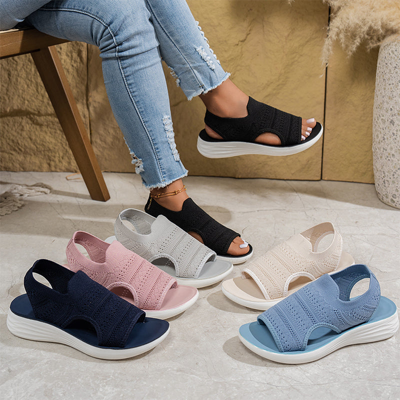 Fenna | Gebreide plateausandalen met hielband