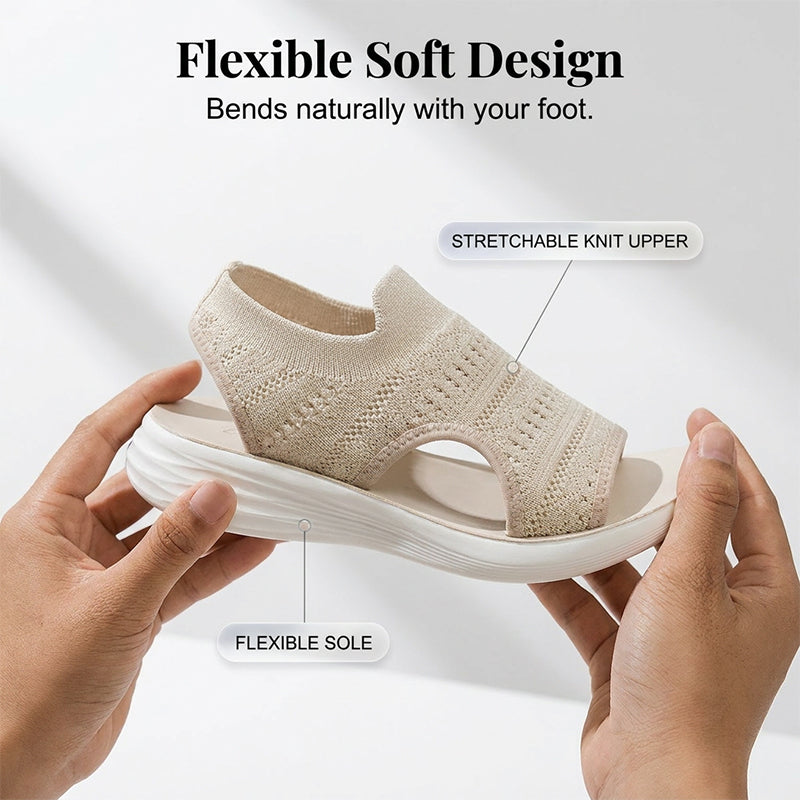 Fenna | Gebreide plateausandalen met hielband