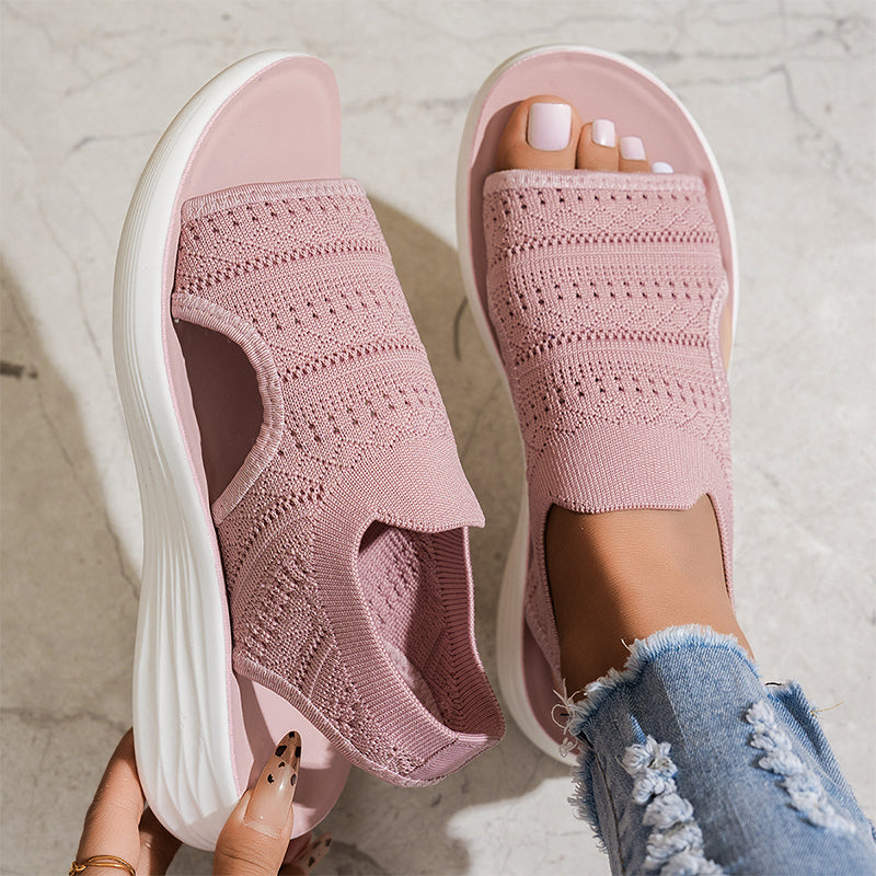 Fenna | Gebreide plateausandalen met hielband