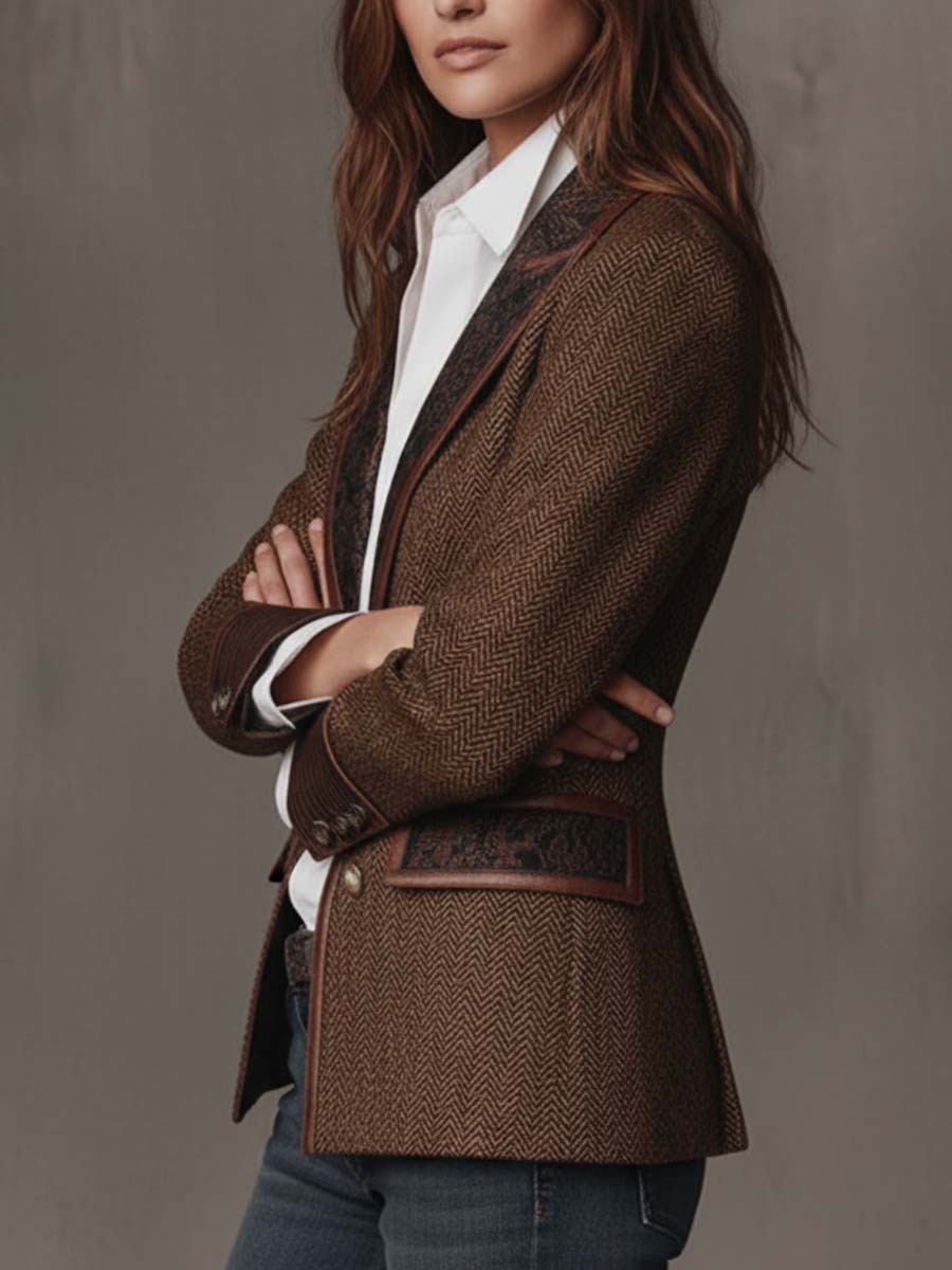 Consuelo blazer met visgraatpanelen