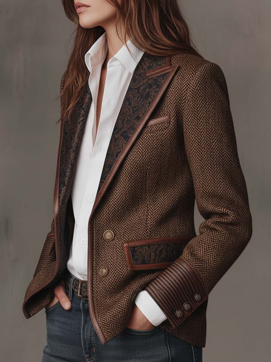 Consuelo blazer met visgraatpanelen