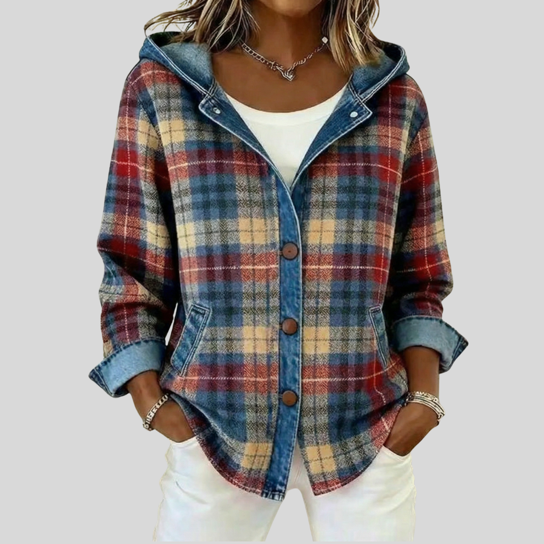 Rosalie overshirt met capuchon en ruitpatroon