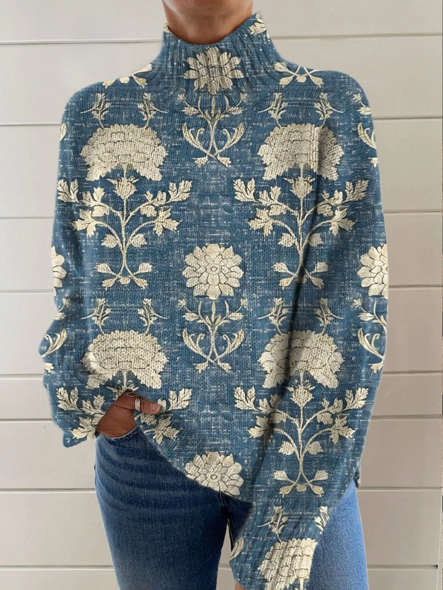 Angela tijdloze coltrui met bloemen