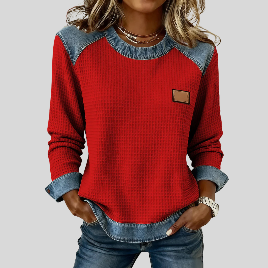Yvette wafeltrui met denim-look