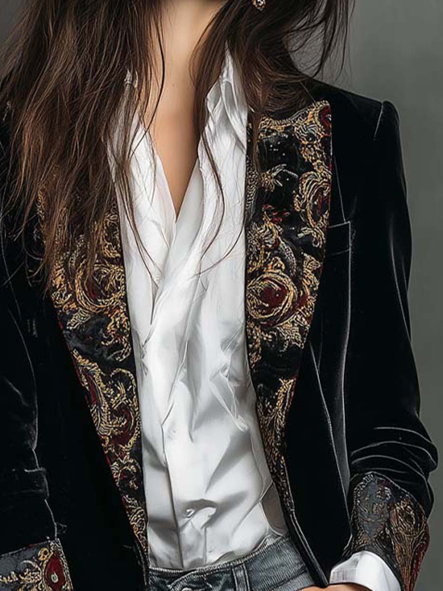 Marta getailleerde blazer met barokprint