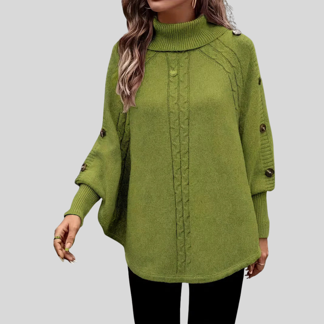 Léa poncho met col en kabelpatroon