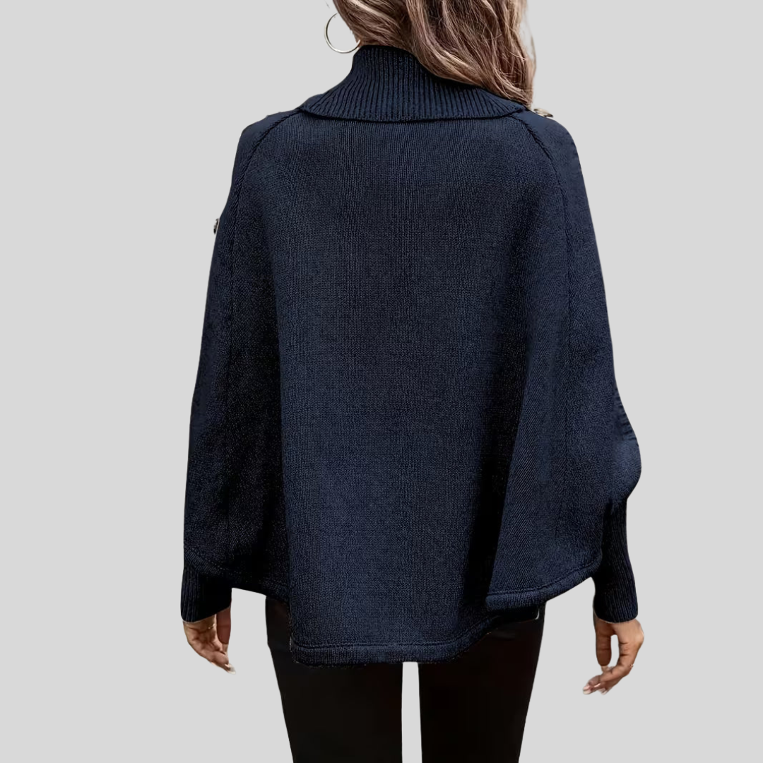 Léa poncho met col en kabelpatroon