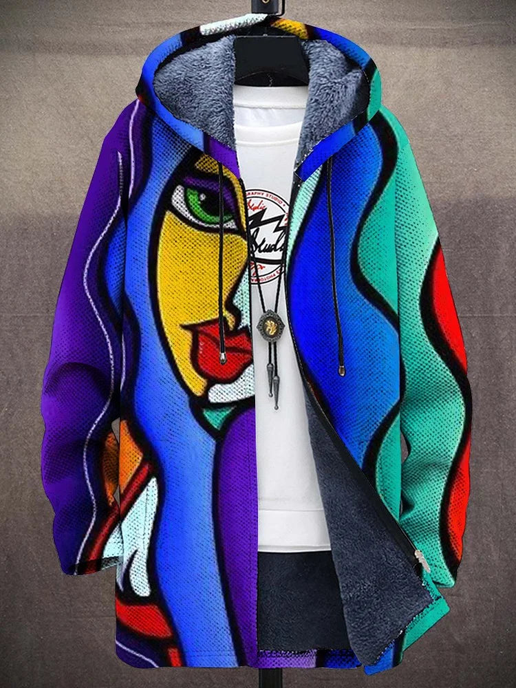 Corrado vest met artistieke print en capuchon