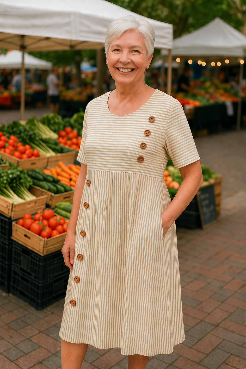 Brienne | Gestreepte midi jurk – moeiteloos comfort