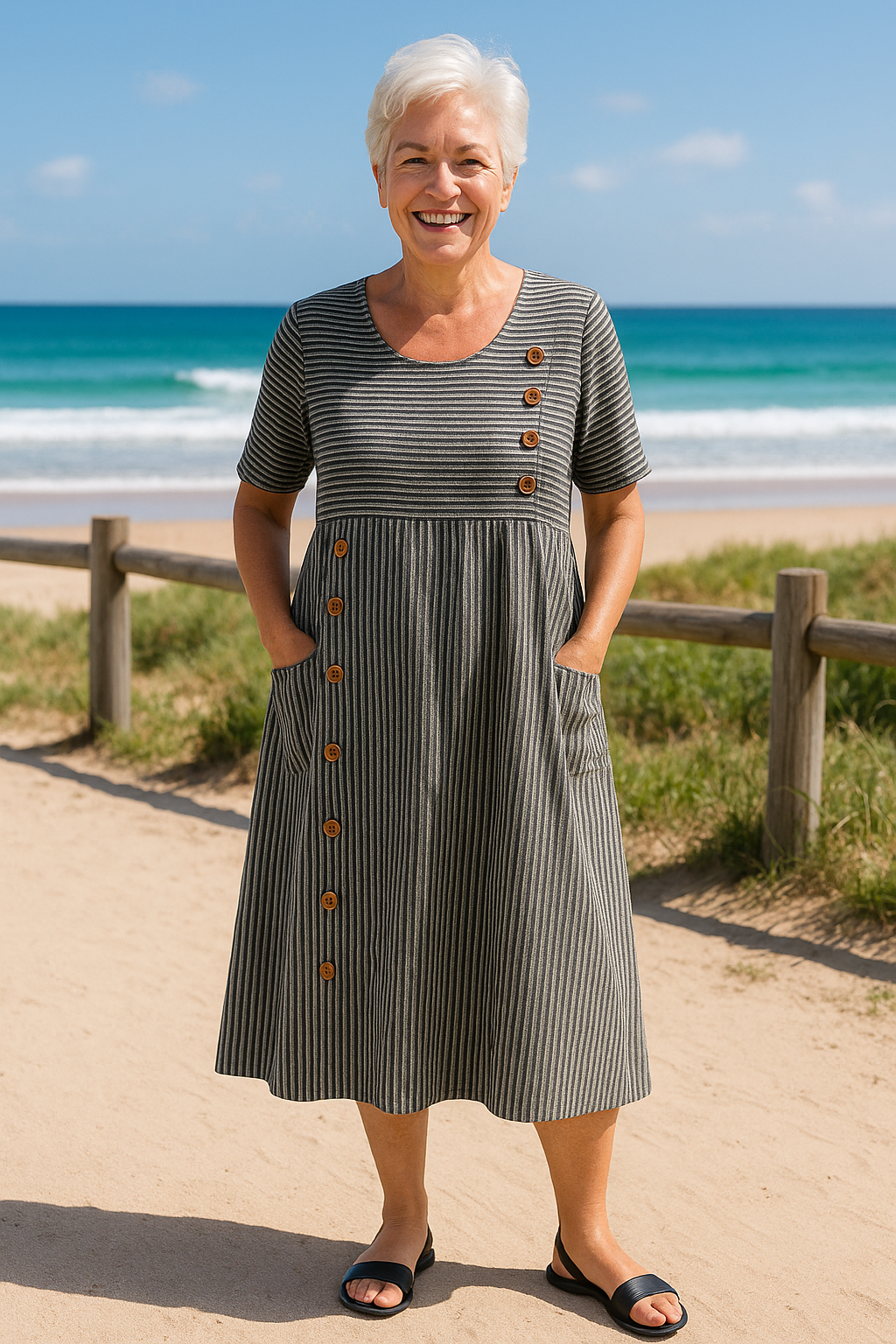 Brienne | Gestreepte midi jurk – moeiteloos comfort