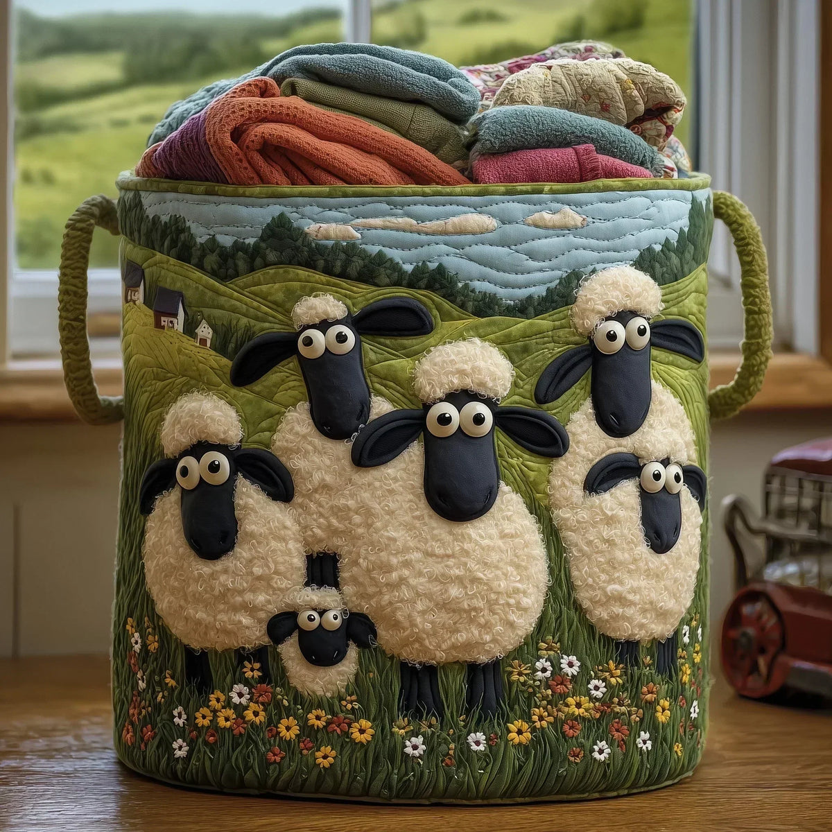 Gequilte mand | Kudde schapen in het veld