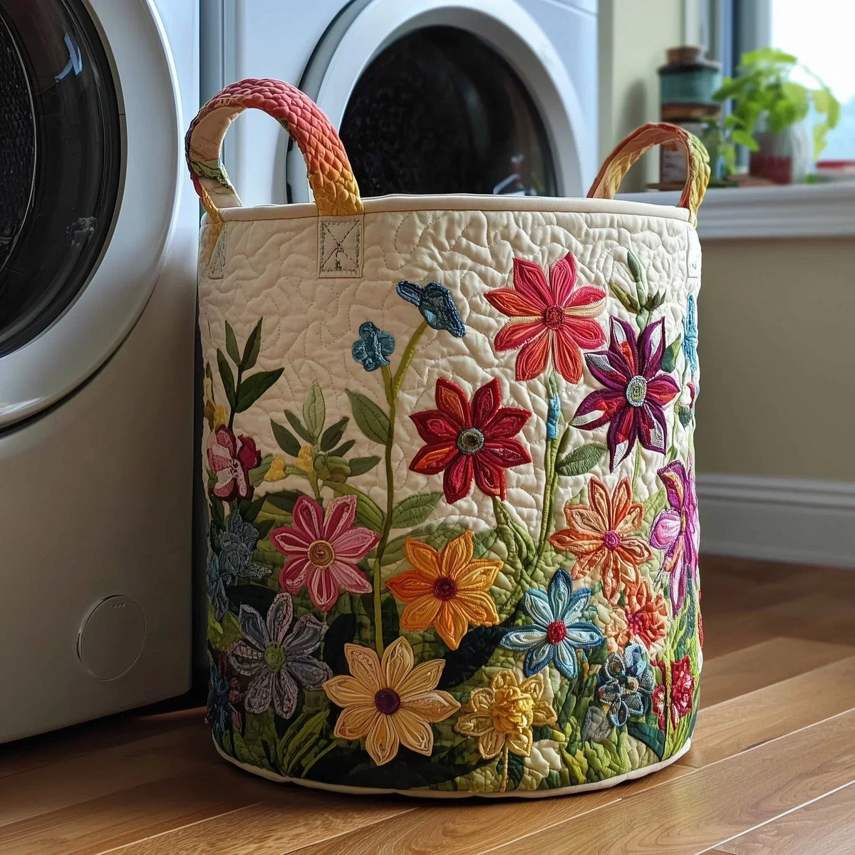 Gequilte mand | Veld met kleurrijke bloemen