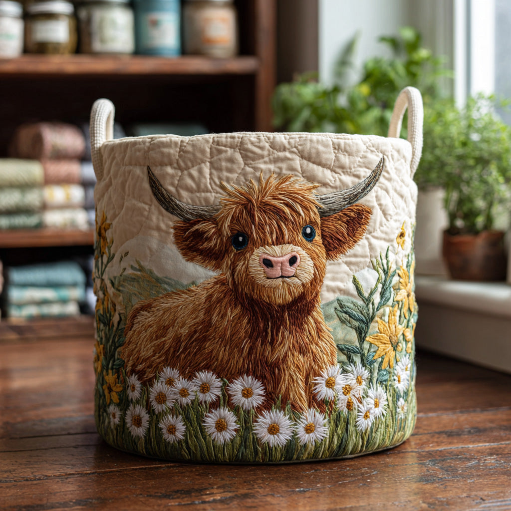 Gequilte mand | Schotse hooglander tussen bloemen