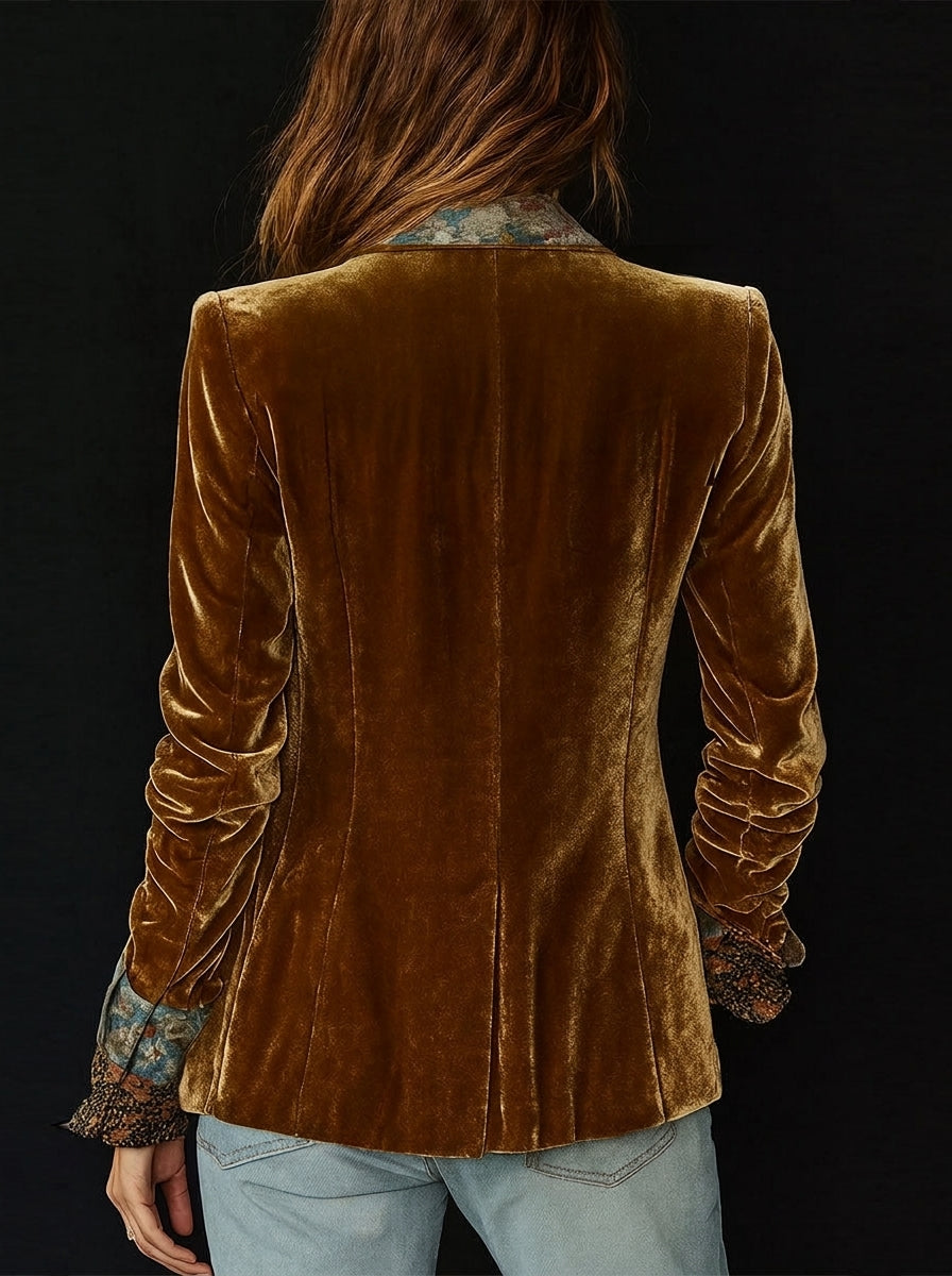 Marcela patchworkblazer met vintage bloemenprint