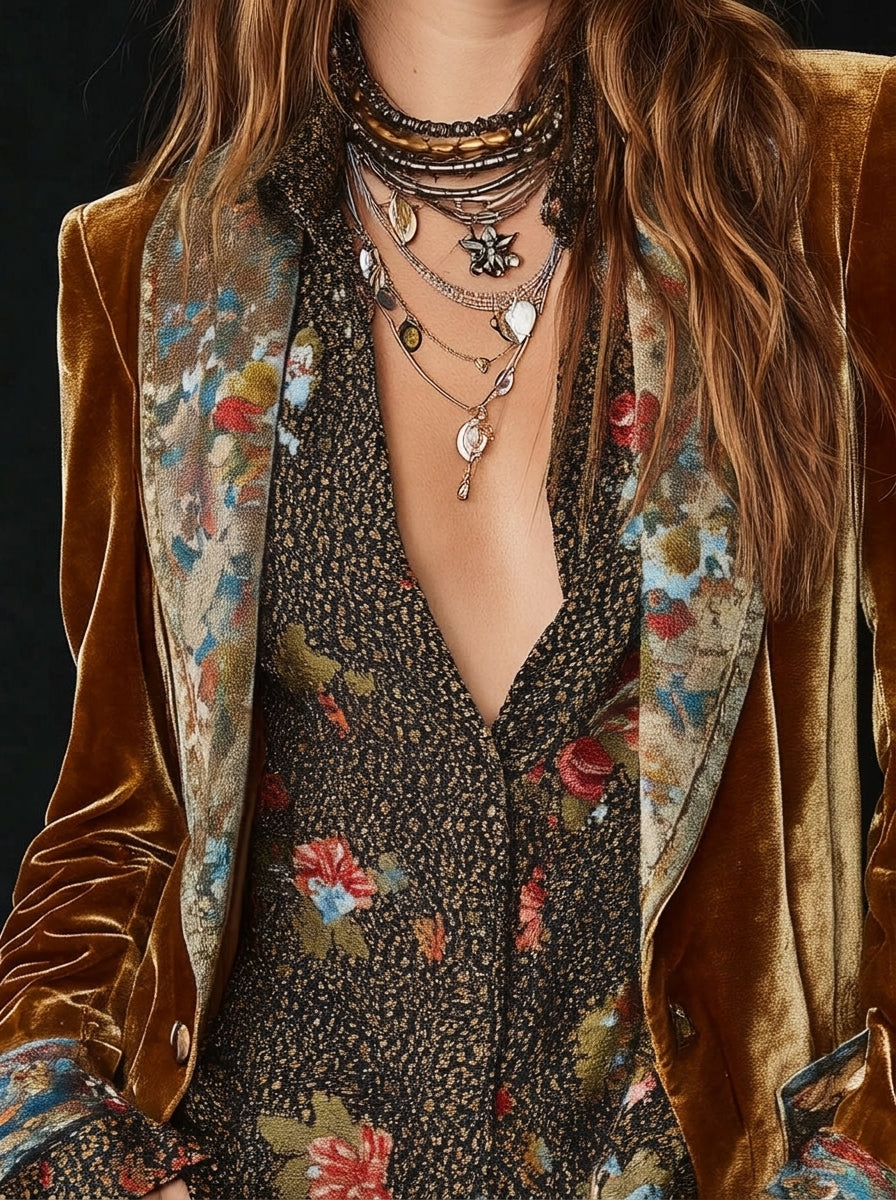 Marcela patchworkblazer met vintage bloemenprint