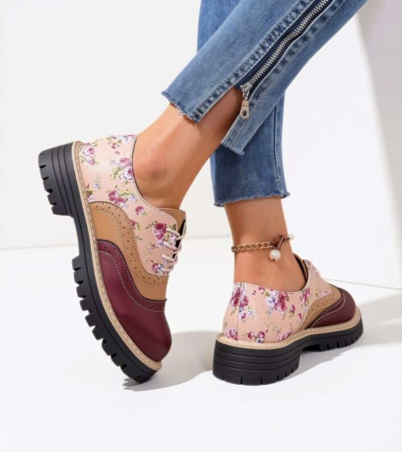 Paris bloemen veterschoenen met zacht voetbed