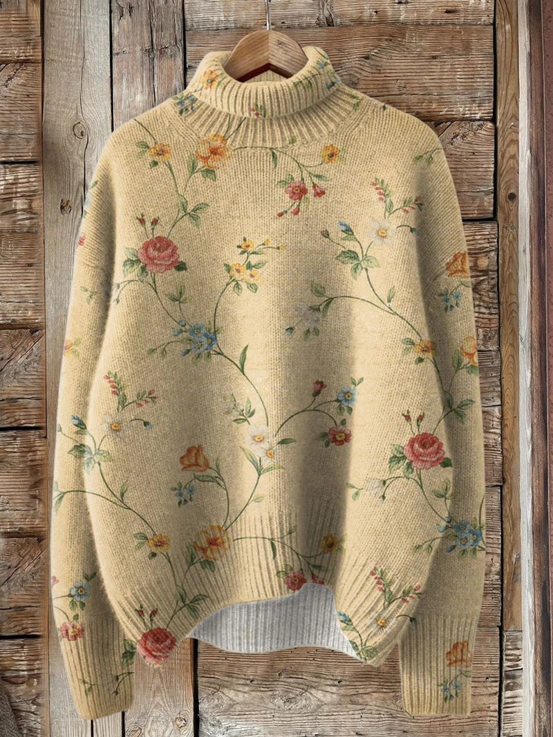 Belle vintage coltrui met bloemenprint