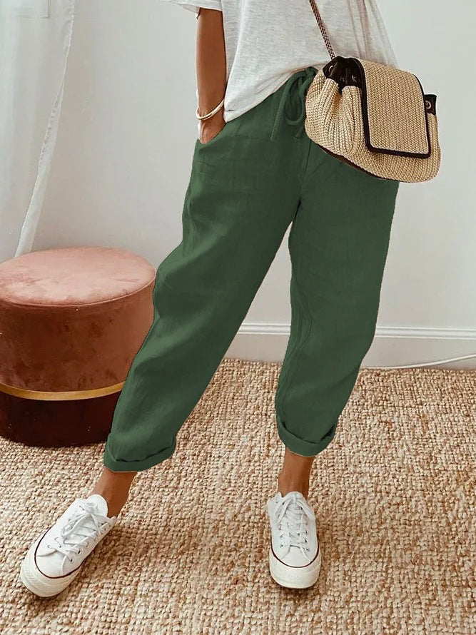 Solid | Casual Broek met Steekzakken en Trekkoord