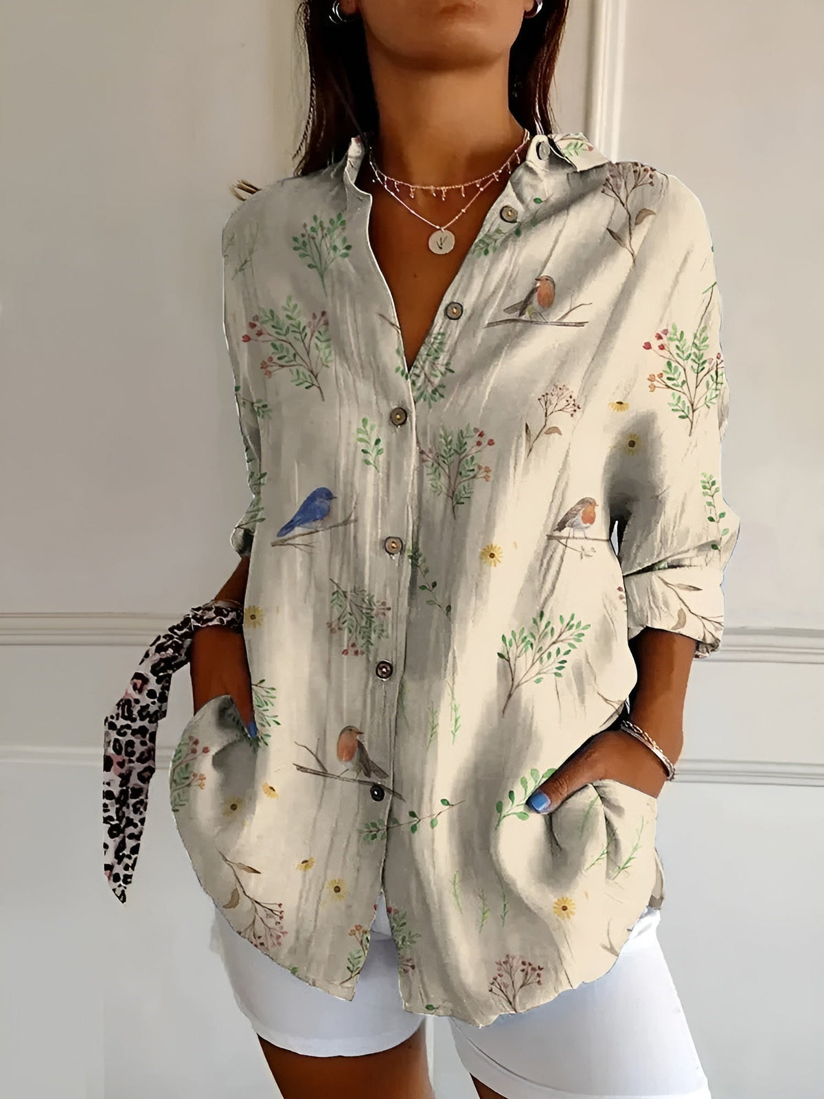 Mira™ | Dames Blouse met Bloemenprint en Knoopsluiting