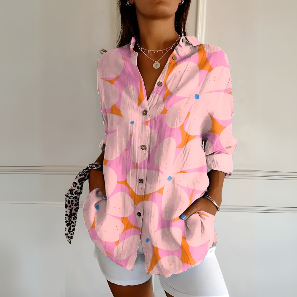 Mira™ | Dames Blouse met Bloemenprint en Knoopsluiting