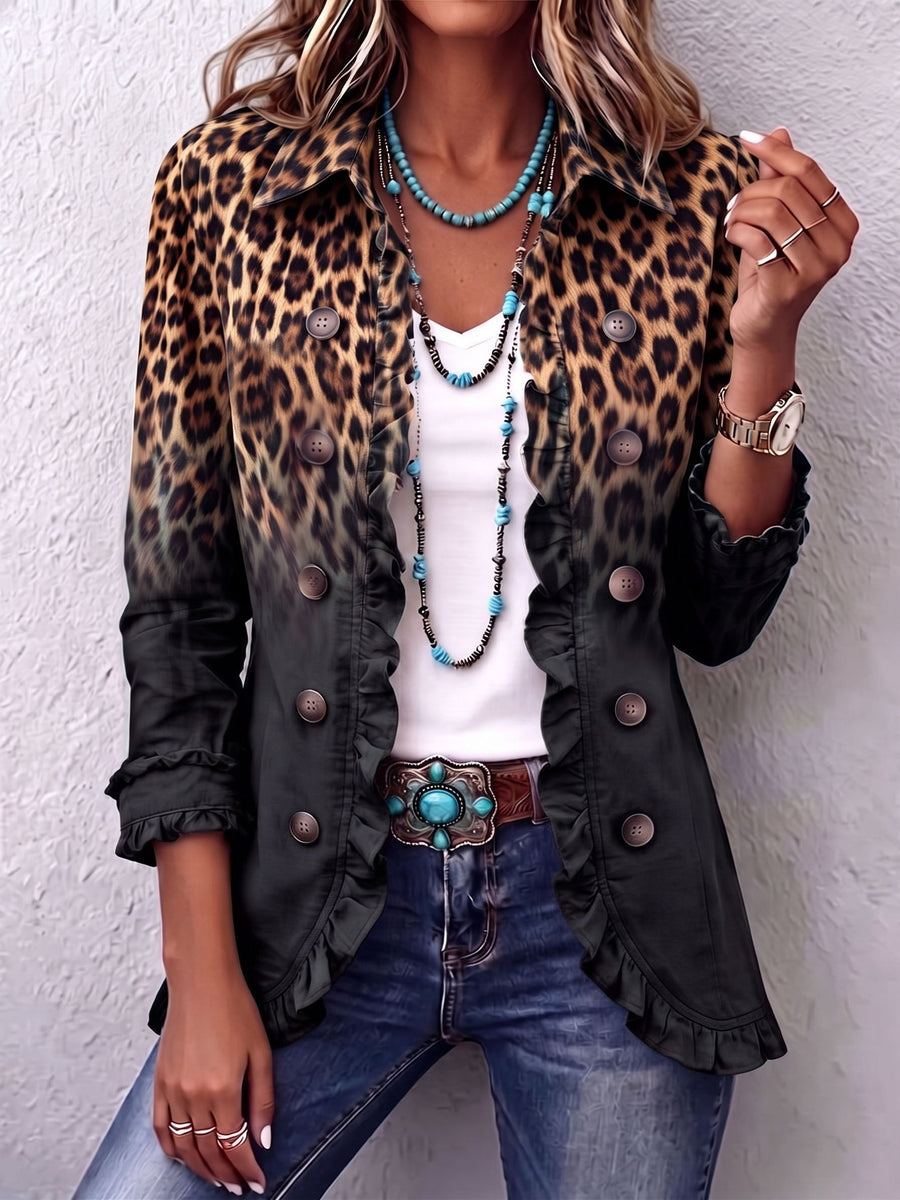 Ilaria blazer met verlopende luipaardprint antraciet
