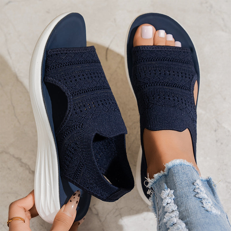 Fenna | Gebreide plateausandalen met hielband