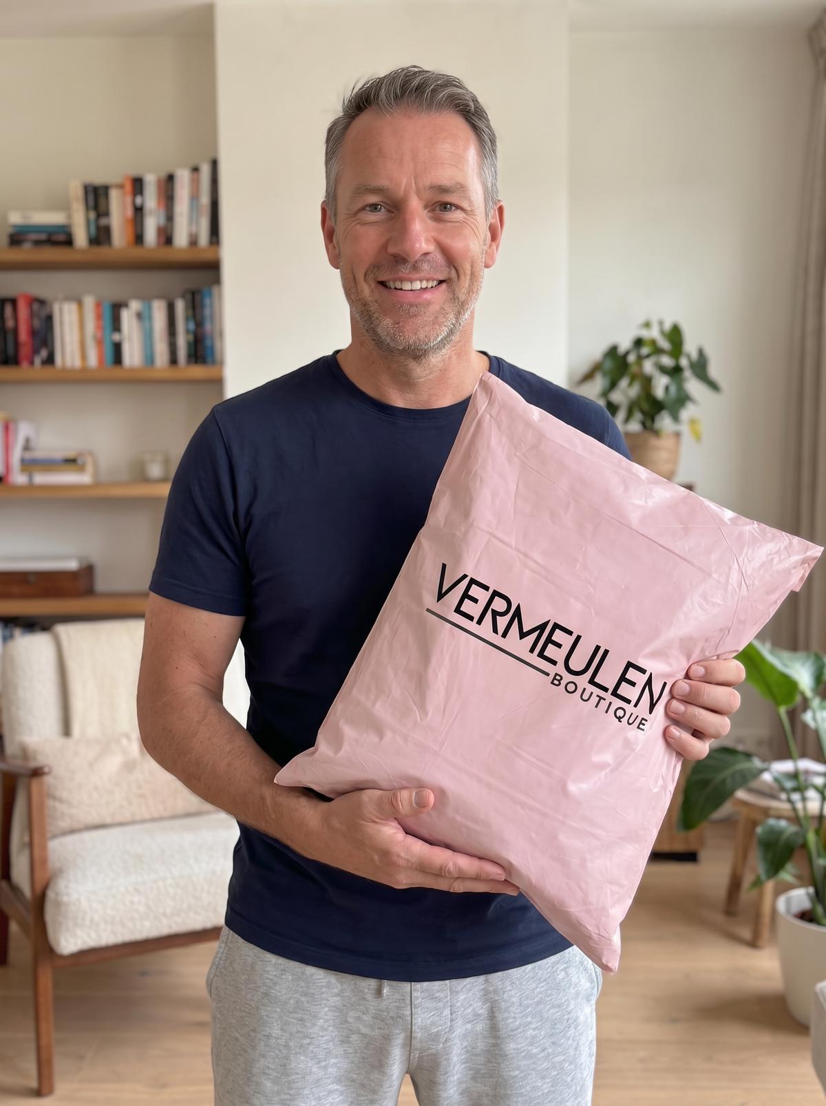 Man met Vermeulen Boutique verzendzak